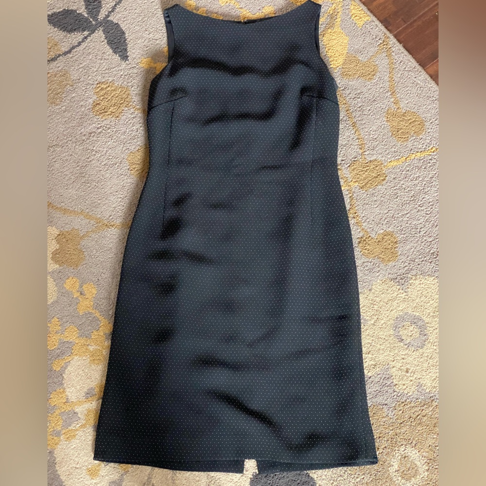 Like new Ann Taylor petites 2P black dress with fine white polka dots